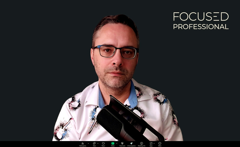 Joe Lenton on Zoom with Focused Professional logo
